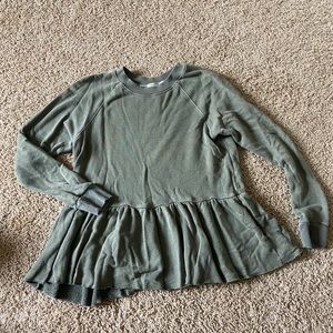 Army Green Peplum Sweatshirt ✨